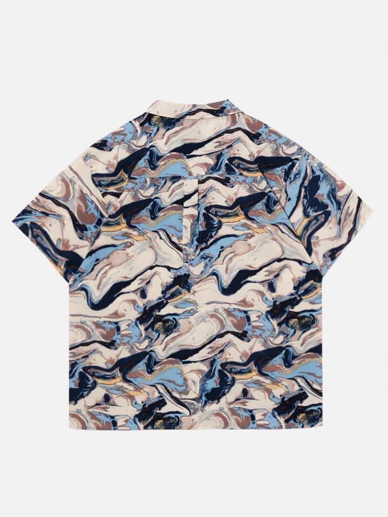 Chemise à Manches Courtes Aelfric Eden Abstract Painting Dip-dye Bleu | NGE-38126599